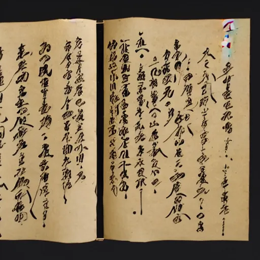 Image similar to a Japanese manuscript hand-written on papyrus