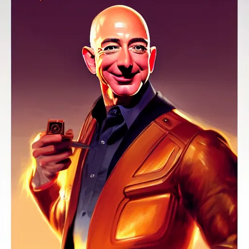 Prompt: portrait of Jeff Bezos, expressive pose, futuristic, highly detailed, digital painting, artstation, concept art, smooth, sharp focus, by gil elvgren