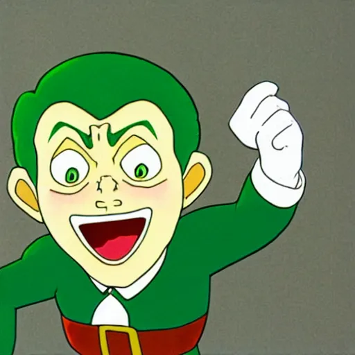 Prompt: cel - shaded image of joe biden as tingle from legend of zelda, studio ghibli animation cel