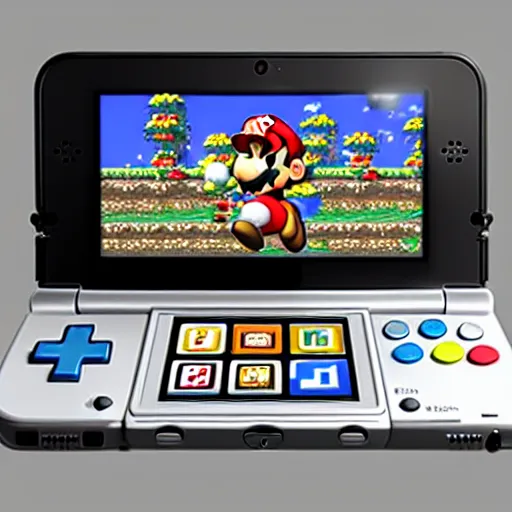 Image similar to an image of a nintendo 3 ds game system, a 3 d render by miyamoto, featured on polycount, precisionism, 3 d, rendered in maya, 2 d game art