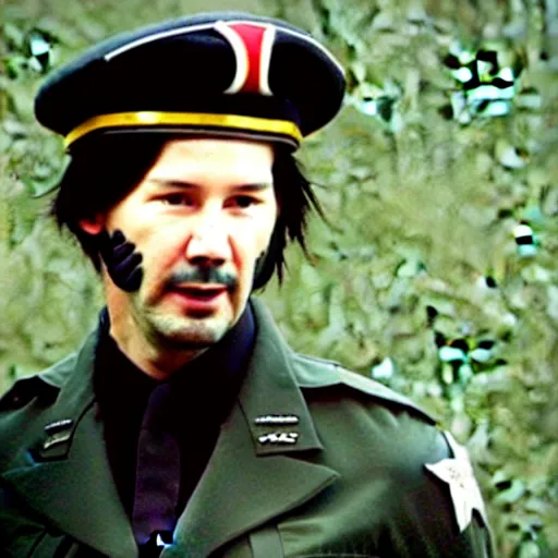 Prompt: keanu reeves as a soldier , historical photo