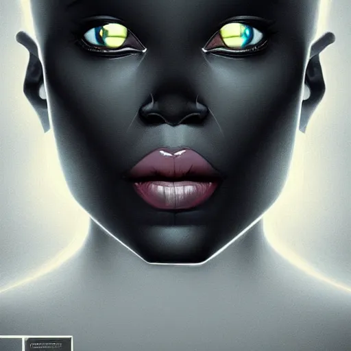 Image similar to symmetry!! solid cube of light, hard edges, product render retro - futuristic poster scifi, black face characters, intricate, elegant, highly detailed, digital painting, artstation, concept art, smooth, sharp focus, illustration, dreamlike, art by artgerm