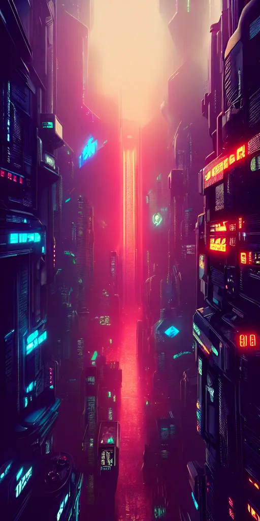 Image similar to epic cyberpunk cityscape : : blade runner, james guilleard, beeple, laurie greasley, dan mcpharlin : : ornate, dynamic, particulate, rich colors, intricate, elegant, highly detailed, centered, artstation, smooth, sharp focus, octane render, 3 d