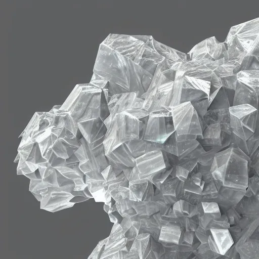 Image similar to macro photography of a cluster of crystals, highly detailed, blender render, geometry nodes, 4 k, 8 k