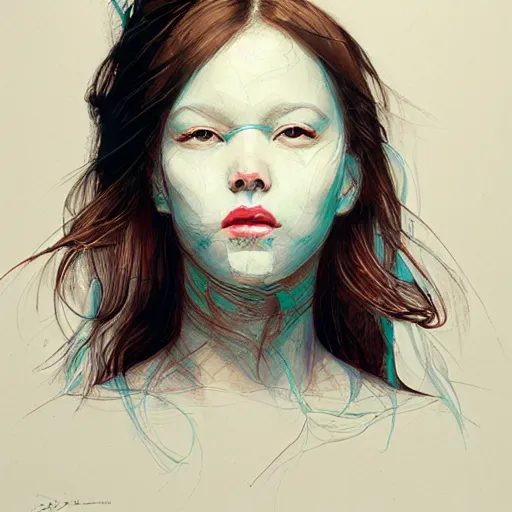 Prompt: female portrait by james jean and Jason Chan