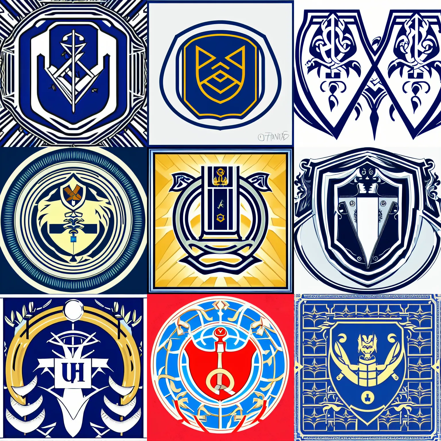 Prompt: heraldic emblem portraying crataegus, corporate logo, art deco, stylized, iconic, vector art, two - tone, clean lines, ultramarine blue and titanium white