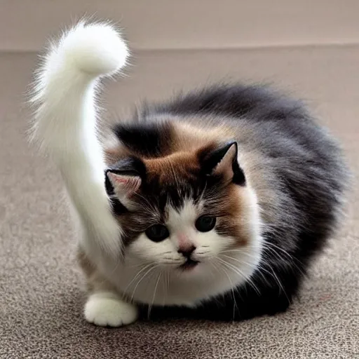 Image similar to cute cat fluffy, bowling ball