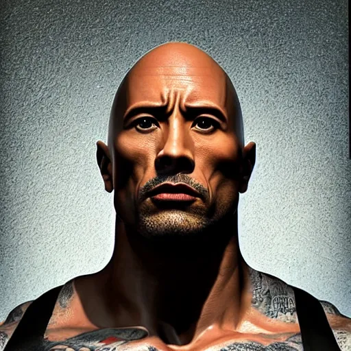 Image similar to hyperrealistic mixed media high Resolution Dwayne Johnson, stunning 3d render inspired art by Jamie Salmon and István Sándorfi and Unreal Engine and Greg Rutkowski, perfect facial symmetry, dim volumetric lighting, 8k octane beautifully detailed render, full body shot, post-processing, extremely hyper-detailed, intricate, epic composition, highly detailed attributes, highly detailed atmosphere, cinematic lighting, masterpiece, trending on artstation, very very detailed, masterpiece, stunning, flawless completion, lifelike texture, perfection,