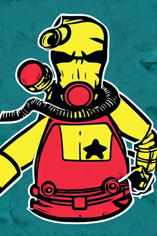 Image similar to fallout 7 6 retro futurist illustration art by butcher billy, sticker, colorful, illustration, highly detailed, simple, smooth and clean vector curves, no jagged lines, vector art, smooth andy warhol style