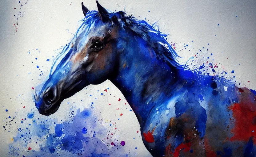 Image similar to a painting of pepsihorse trending on artstation in the style of greg rutkowski, 3 d, watercolor, beautiful, horse, pepsi