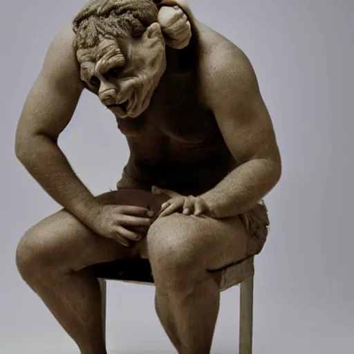 Image similar to a man in the pose of hear no evil