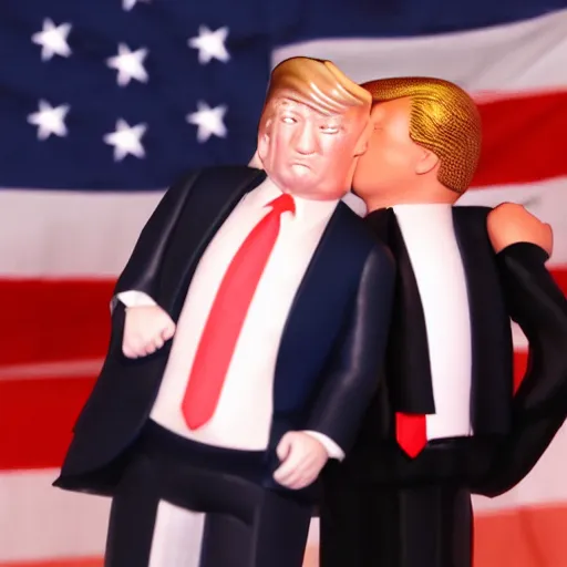 Prompt: donald trump kissing himself because he only trust himself