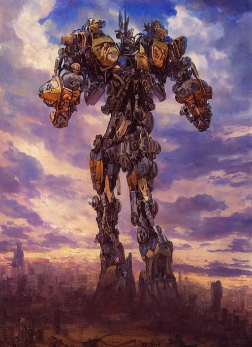 Prompt: biblical mecha daemon sitting, dynamic pose, in clouds over a city, sunset, big eyes, portrait by mikhail vrubel, studio lighting, muted colors, by frank frazetta, extreme detail, reflections, trending on artstation, 8 k