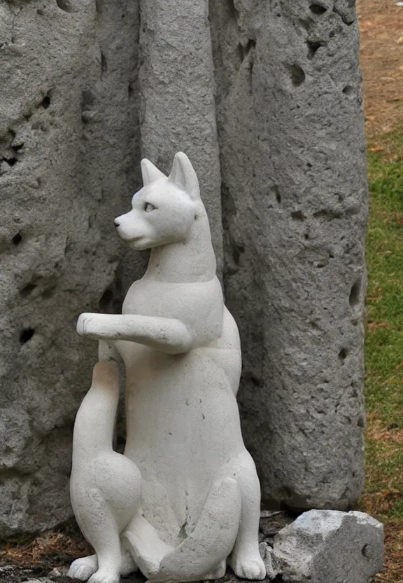 Image similar to ancient greek shrine to a shiba inu god, marble dog statues, ancient ruins