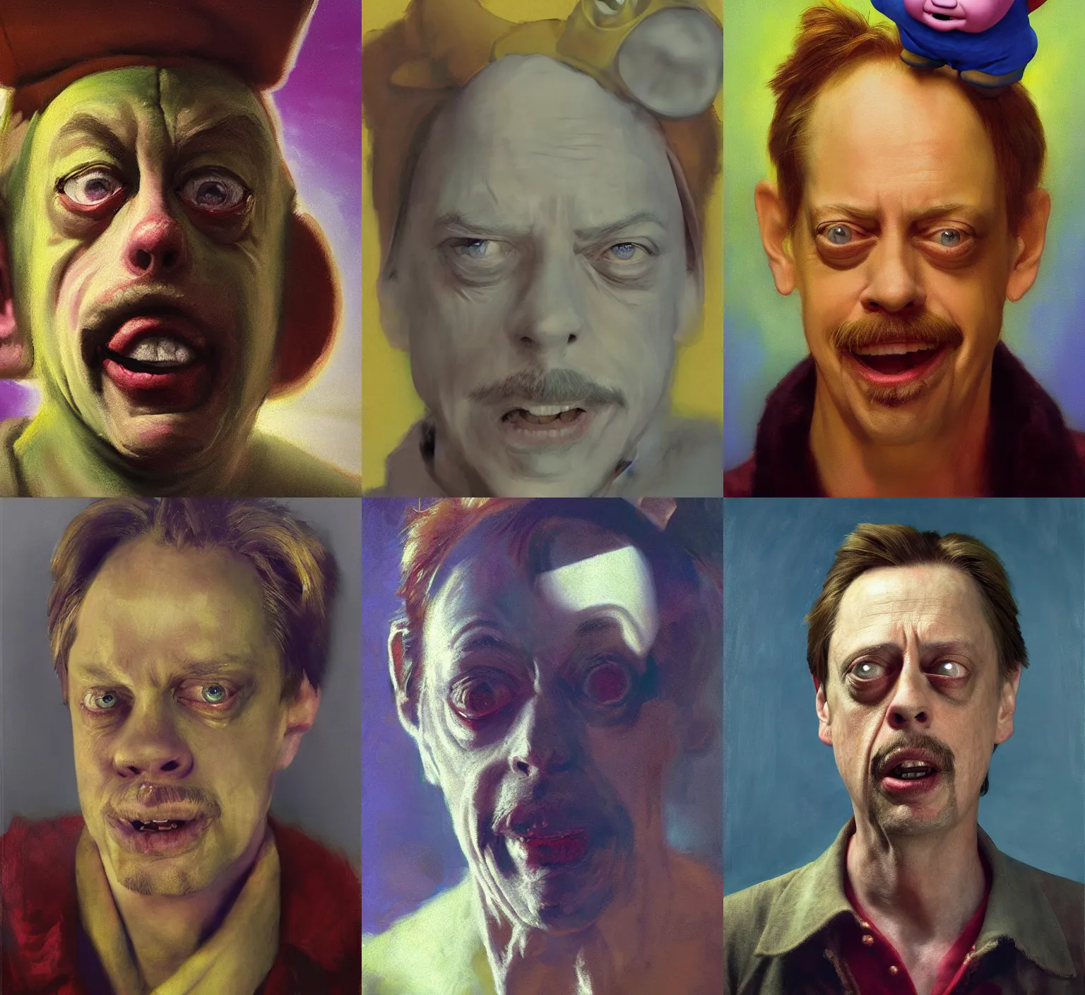 Prompt: a portrait of steve buscemi as Teletubby by Craig mullins and Caravaggio, Framed, Masterpiece, 8k