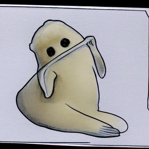 Prompt: a baby harp seal being sentenced to death by a judge, courtroom sketch