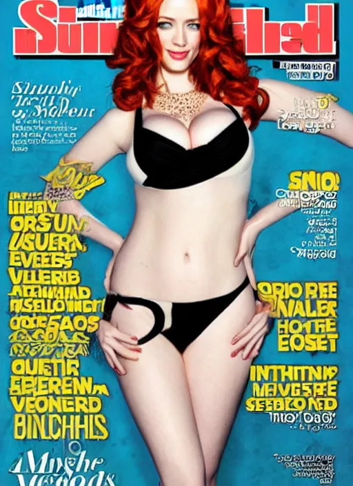 Image similar to christina hendricks and amber heard hybrid on the cover of swimsuit illustrated 2 0 1 0