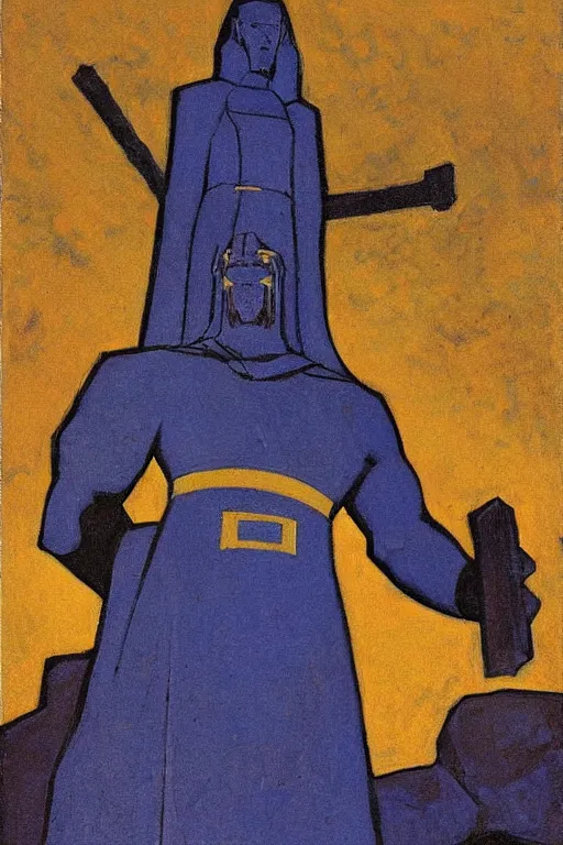 Image similar to thor, marvel, artwork by nicholas roerich,