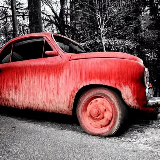 Image similar to car made of red flesh