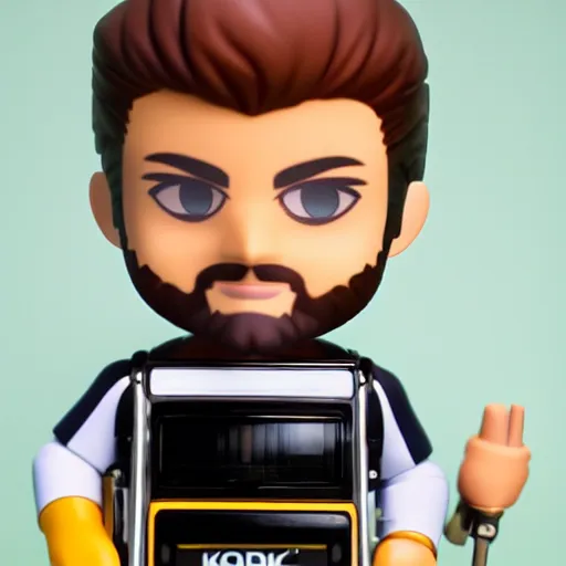 Image similar to george michael as nendoroid with jukebox machine, kodak film