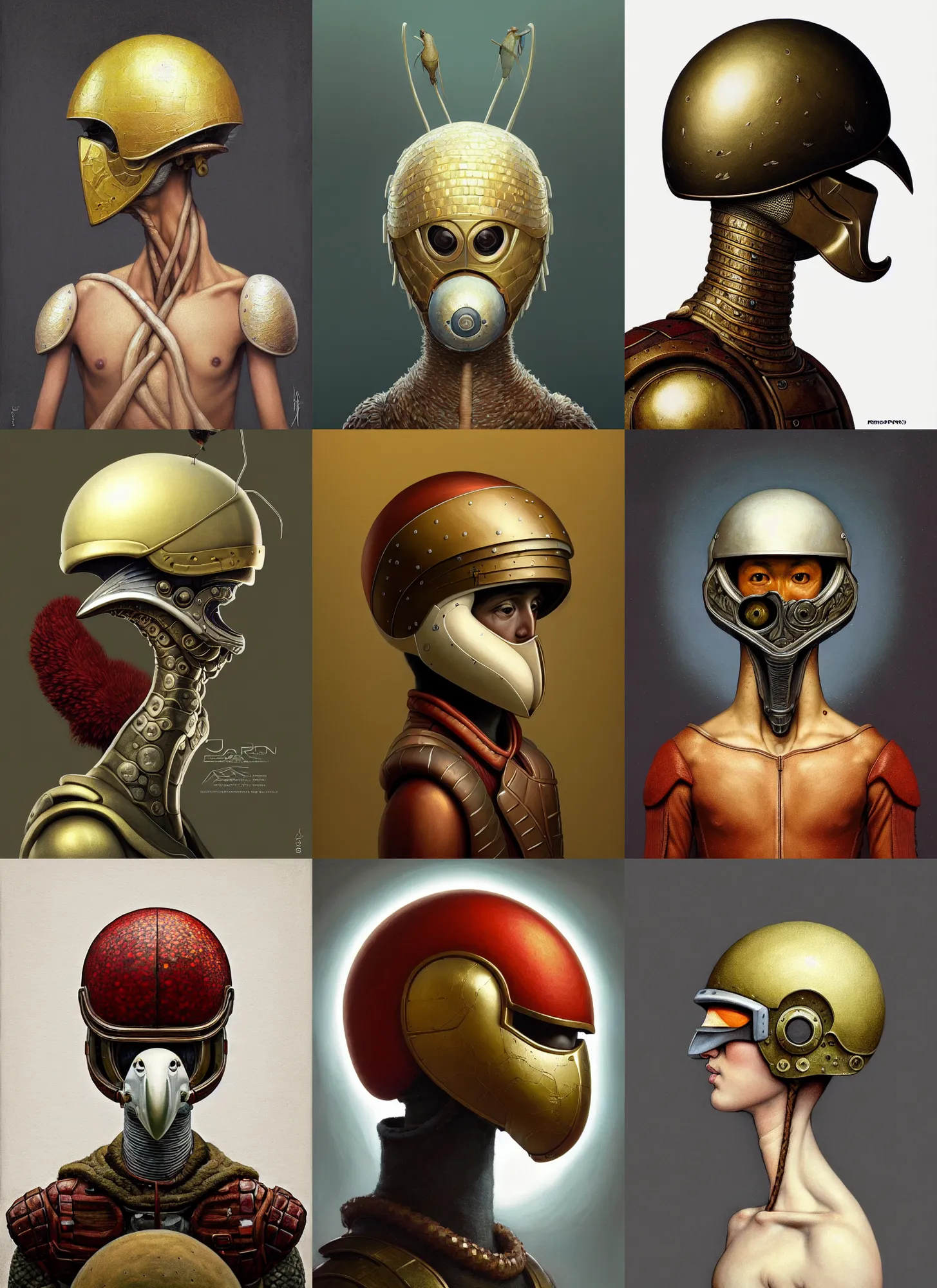 Prompt: rpg! profile! portrait of a fungus humanoid bird on white background, beak, helmet, intricate, highly detailed, digital painting, artstation, concept art, smooth, sharp focus, illustration, art by norman rockwell emiliano ponzi andrey remnev yoann lossel john currin aaron jasinski ivan albright hsiao - ron cheng, 8 k