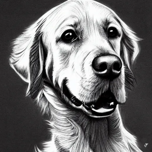 Image similar to beautiful pencil drawing of a golden retriever with karim benzema - - width 1 0 2 4