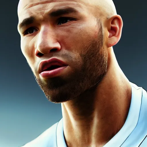 Image similar to a film still portrait of footballer terrence boyd, bald, red shirt, finely detailed features, closeup at the face, perfect art, trending on pixiv fanbox, painted by greg rutkowski makoto shinkai takashi takeuchi studio ghibli akihiko yoshida