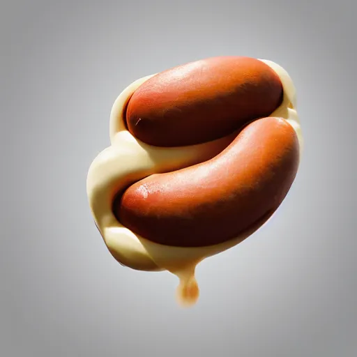 Image similar to hotdog floating in milk, surreal, photograph, photo realistic, render, low poly render