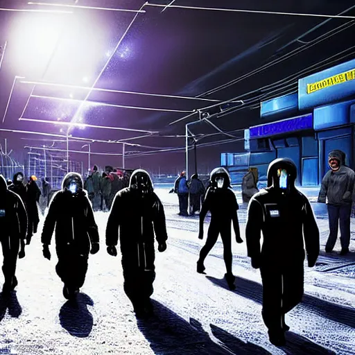 Prompt: diverse people walk past plasma vehicles, long shadows, back from work in a Russian cyberpunk city called Neo Norilsk on the Moon, pitch black sky with stunning bright stars, bright sun, diverse, lively, black sky full of stars, blinding bright sun, sci-fi, lots of flying cars, levitation, cyberpunk outfits, photorealistic, grainy, 35mm, intricate, very very beautiful, elegant, smooth, cinematic, Unreal Engine 5, by Beeple, trending on Artstation HD