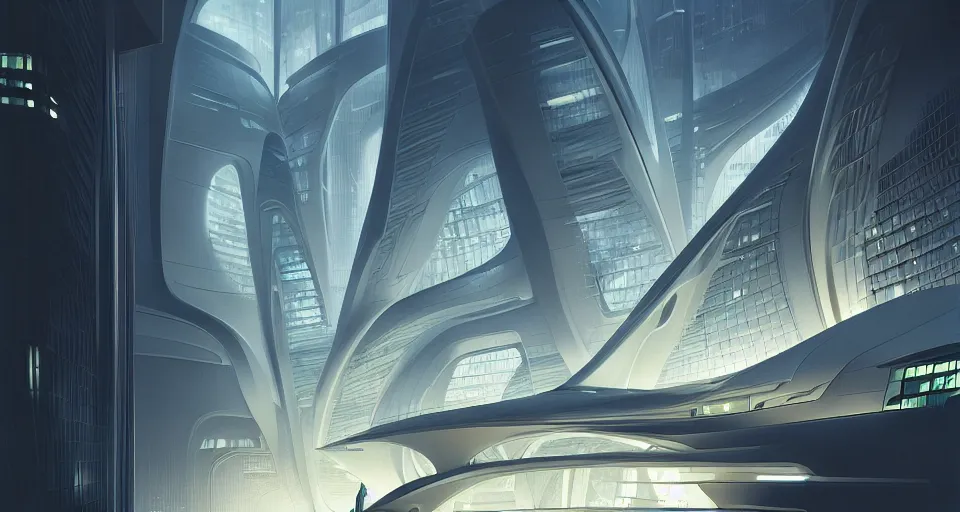 Prompt: cinematic shot, futuristic building, crowded, utopian, zaha hadid, bright, white, lights, digital painting, artstation, concept art, smooth, sharp focus, illustration, intricate, elegant, highly detailed, in the style of greg rutkowski and alphonse mucha and artemisia, 8 k, highly detailed, jurgens, rutkowski