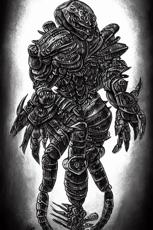 Image similar to armoured warrior humanoid crab monster, symmetrical, highly detailed, digital art, crab themed armour, sharp focus, trending on art station, ambient lighting, berserk, kentaro miura manga art style