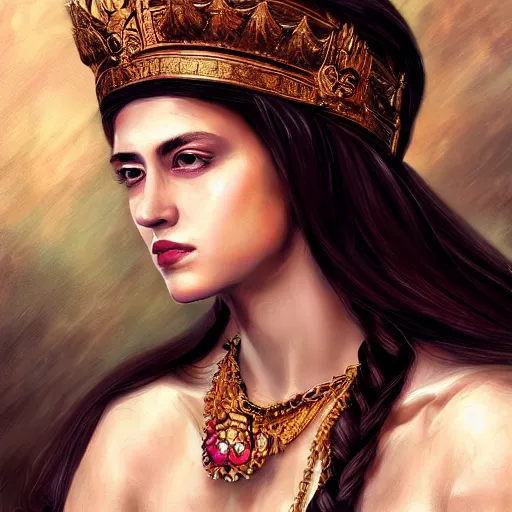 Image similar to Greek empress art drawn in art style of WLOP full HD 4K highest quality realistic beautiful gorgeous natural WLOP artist painting