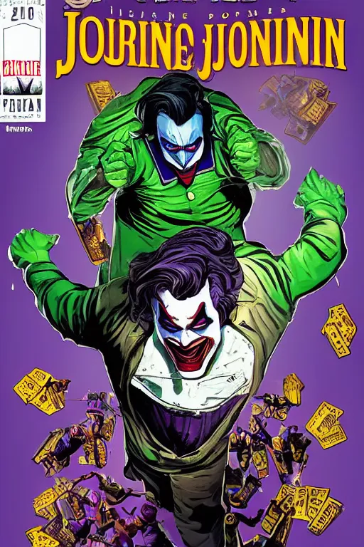 Image similar to joaquin phoenix joker comic book cover issues 2 0, delete duplicated object content!!!!, violet polsangi pop art, gta chinatown wars art style, bioshock infinite art style, incrinate, realistic anatomy, hyperrealistic, 2 color, white frame, content balance proportion