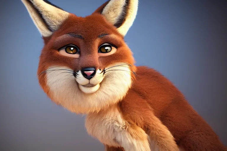 Prompt: The fluffiest little fur creature in the world, hybrid from cat caracal fox lion deer, fullbody, oil painting, disney, zootopia, volumetric light, unreal 5, DAZ, hyperrealistic, octane render, RPG portrait, dynamic lighting, fantasy art, beautiful face