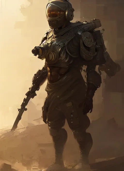 Prompt: epic arab war commander with advanced war suit highly detailed, digital painting, concept art, smooth, sharp focus, illustration, art by greg rutkowski