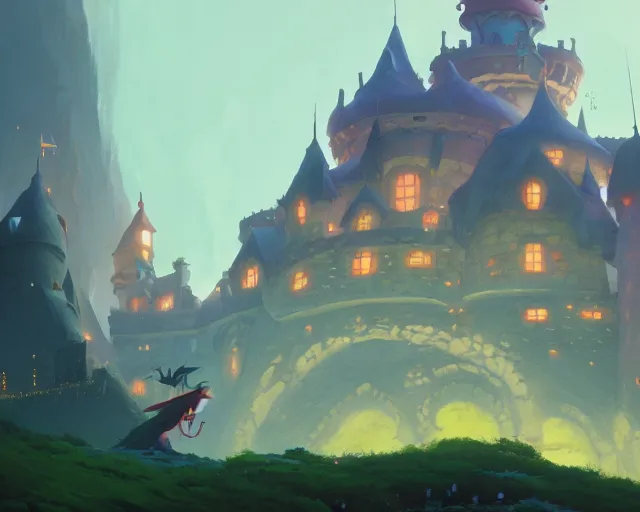 Image similar to fantasy castle with a dragon, cory loftis, james gilleard, atey ghailan, makoto shinkai, goro fujita, studio ghibli, rim light, exquisite lighting, clear focus, very coherent, plain background, soft painting