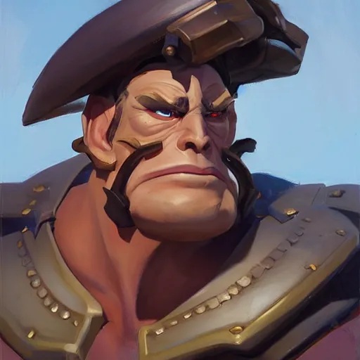 Image similar to greg manchess portrait painting of partially armored le chuck from monkey island as overwatch character, medium shot, asymmetrical, profile picture, organic painting, sunny day, matte painting, bold shapes, hard edges, street art, trending on artstation, by huang guangjian, gil elvgren, ruan jia, greg rutkowski, gaston bussiere