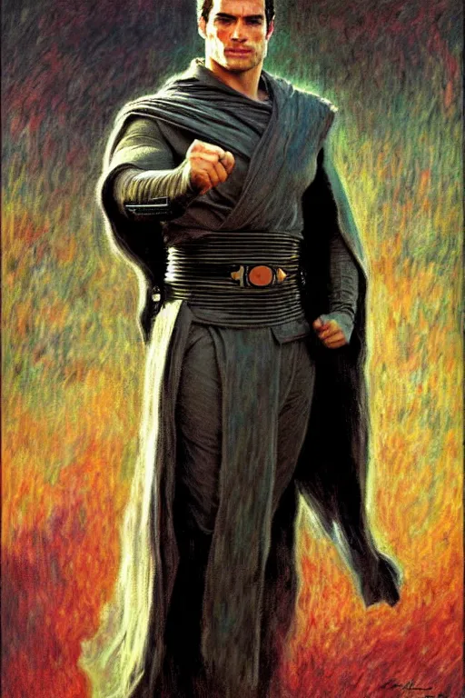 Prompt: henry cavill as jedi knight, painting by tom of finland, gaston bussiere, craig mullins, j. c. leyendecker, claude monet