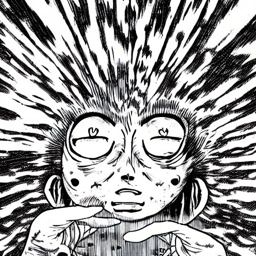 Prompt: manga panel, junji ito, body horror, terrifying, nightmare fuel,