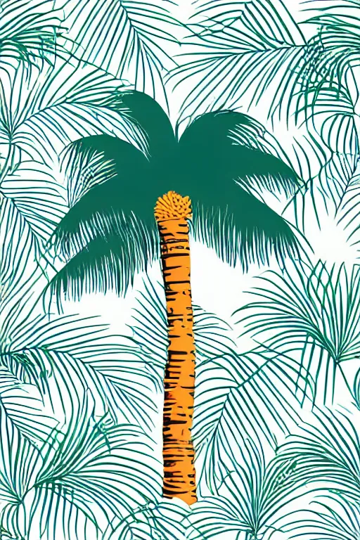 Image similar to minimalist boho style art of colorful palm tree, illustration, vector art