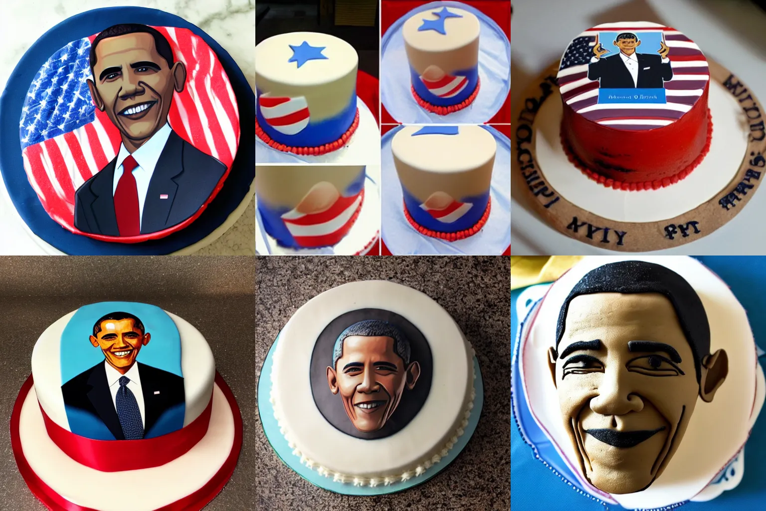 Prompt: A cake in the shape of Barack Obama