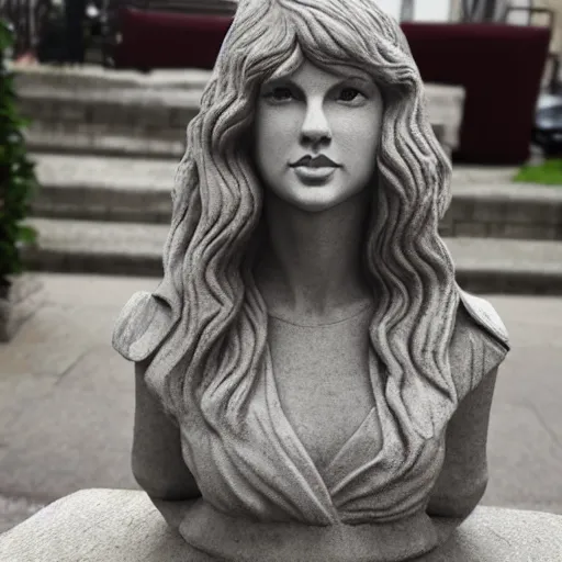 Image similar to cartoon taylor swift as a stone statue