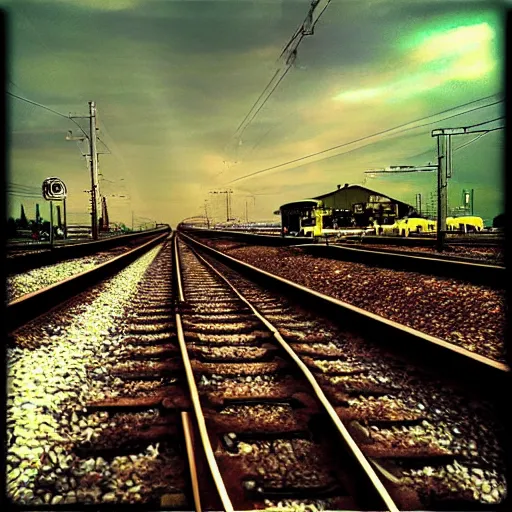 Prompt: “a train laying tracks as it travels, surreal, photrealism, 3D”