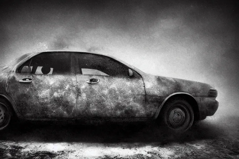 Prompt: a car underwater shot by lee jeffries, photograph,