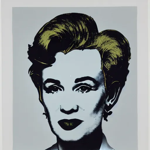 Image similar to individual silk screen portrait of unemployed artist contemplating suicide by andy warhol