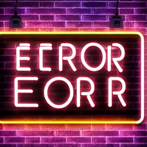 Prompt: neon sign with text that reads : error _ 4 0 4