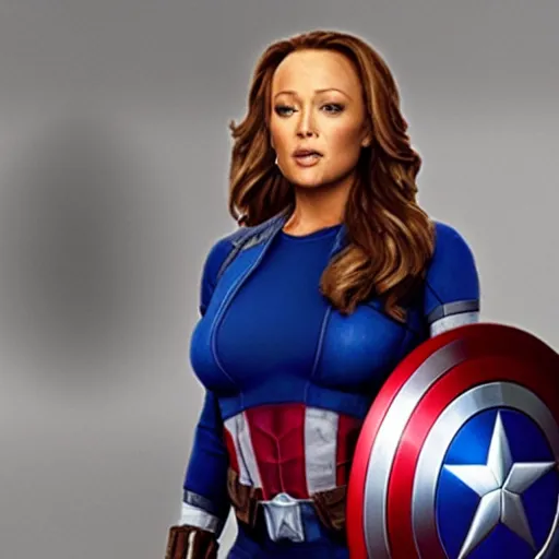 Image similar to Leah Remini as Captain America in the Marvel Cinematic Universe