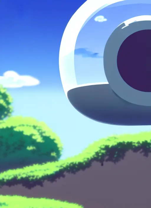 Prompt: an asymmetrical cell - shaded studio ghibli concept art study of a grey cube inside a bubble in the sky. wide shot, very dull colors, hd, 4 k, hq