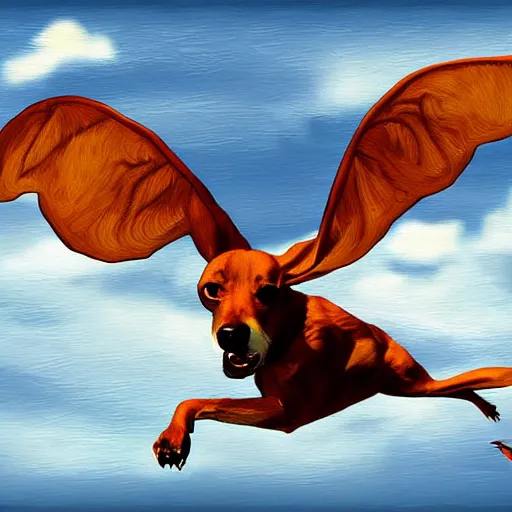 Image similar to flying dog, digital art