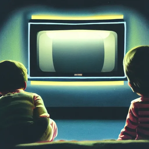 kids watching tv at night